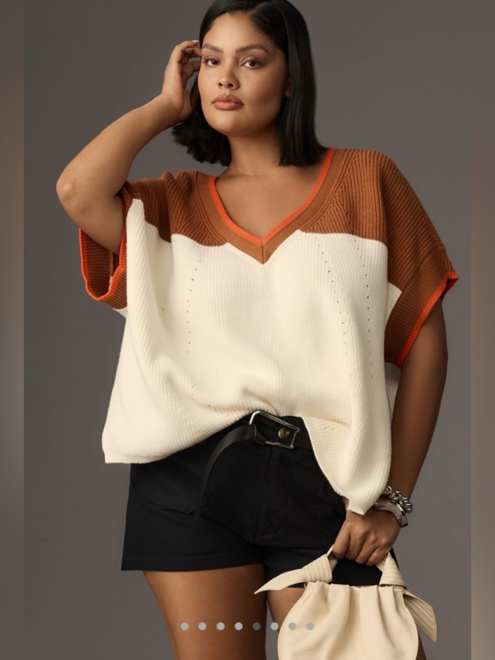 Anthropologie Maeve Rust Orange Ribbed Knit Sweater